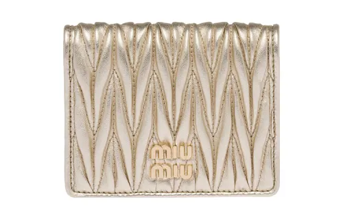 MIU MIU Leather Wallet Women's Gold