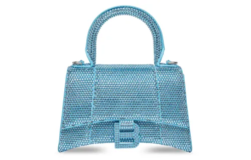 Balenciaga Hourglass Cow Leather Shoulder Bag, Crossbody Bag, Handbag Extra Small Women's Blue