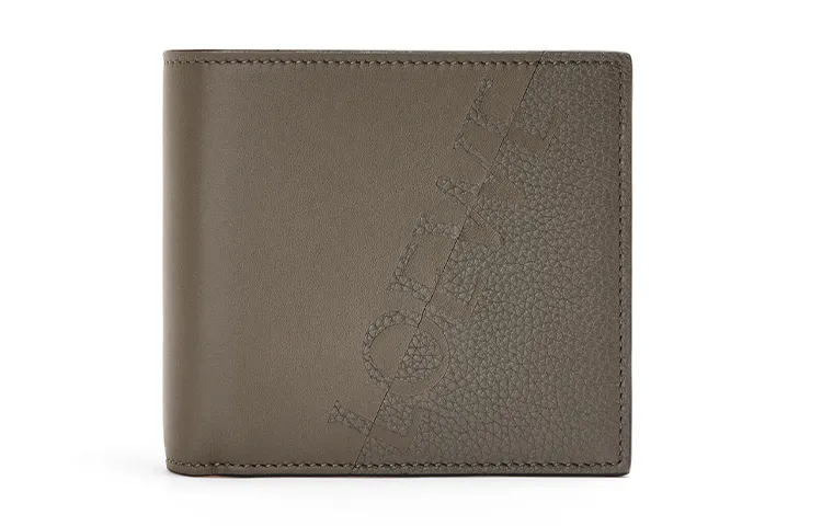 LOEWE Calfskin Wallet Men's Khaki Green/Orange
