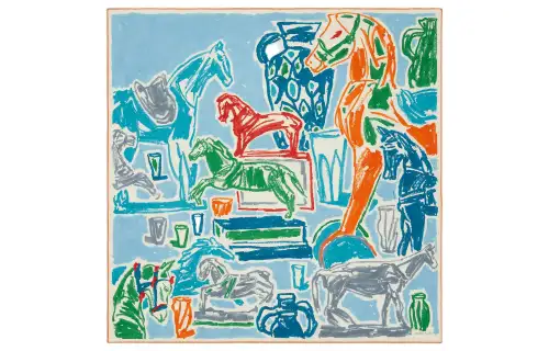 HERMES Scarves Men's Blue