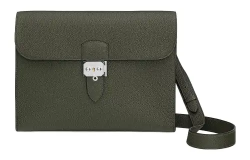 HERMES Sac A Depeches Togo Calfskin Crossbody Bags Regular Men's C6 Vert De Gris Gray Green
