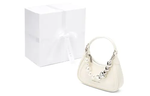 CHARLES&KEITH Cowhide Leather With Polyurethane Handbag Small Women's Milk White