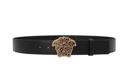 VERSACE Leather Belts Men's Black