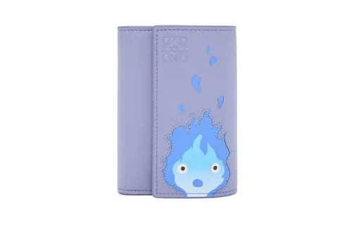 LOEWE Hal's Mobile Castle, Collaboration Cow Leather Wallet Small Women's Purple