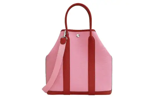 HERMES Garden Party Canvas With Calfskin Handbag 28 Women's Pink & Imperial Red