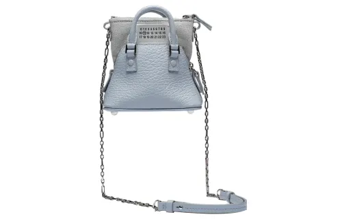 Maison Margiela 5AC Leather With Calfskin Shoulder Bag, Crossbody Bag, Handbag Women's Light Blue