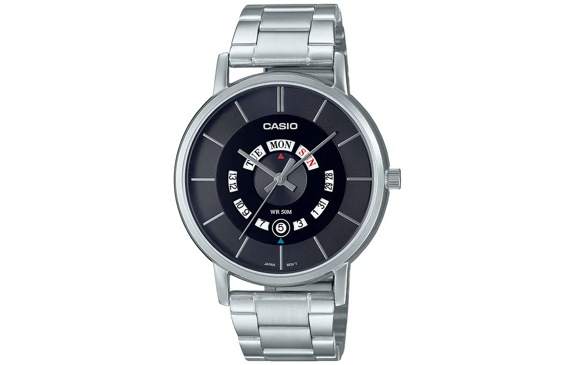 CASIO STANDARD Electronic Movement Stainless Steel Strap Watch Men's Watches Black Dial