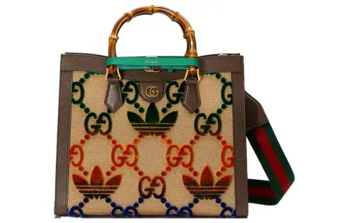 GUCCI Adidas Originals Collaboration Diana Canvas Tote Bag, Shopping Bag, Handbag Medium Women's Multicolor