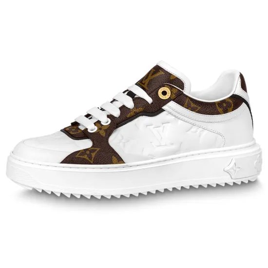 LOUIS VUITTON Time Out Sneakers 'White Monogram With Brown Monogram' Women's