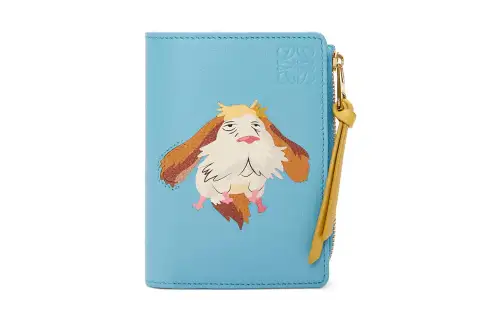 LOEWE Cow Leather Wallet Unisex Light Blue