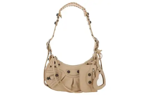 Balenciaga Le Cagole Lambskin Crescent Bag Biker Bag, Shoulder Bag, Crossbody Bag Extra Small Women's Ginger Yellow