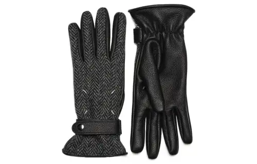 Maison Margiela Herringbone Leather Glove Unisex Black