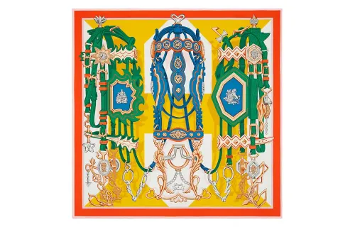 HERMES Silk Scarf Women's Yellow