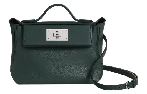 HERMES 24/24 Evercolor & Swift Calfskin Handbag, Shoulder Bag, Crossbody Bag Mini Women's Rousseau Green & Dark Blue