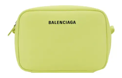 Balenciaga Letter Print Calfskin Camera Bag, Messenger Bag Unisex Lime