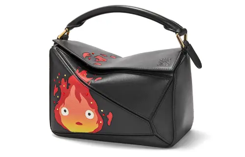 LOEWE Ha's Mobile Castle Puzzle Satin Cow Leather Shoulder Bag, Crossbody Bag, Handbag Small Women's Black
