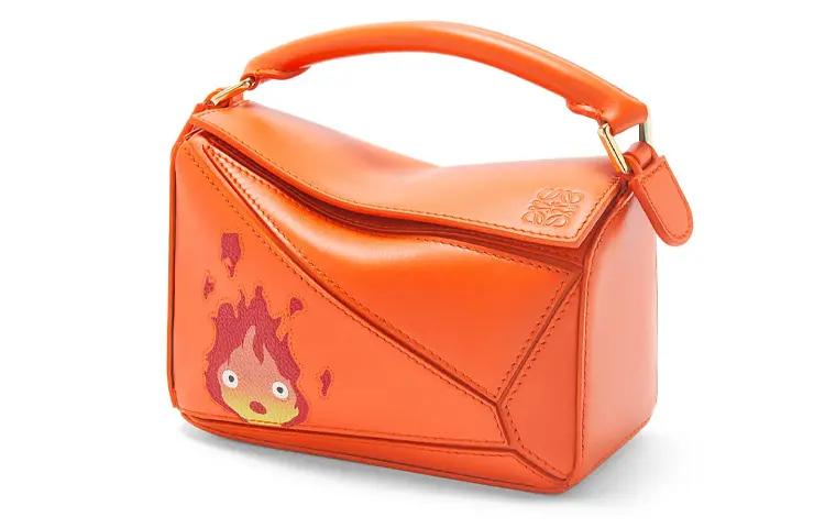 LOEWE Ha's Mobile Castle Puzzle Satin Cow Leather Shoulder Bag, Crossbody Bag, Handbag Mini Women's Orange