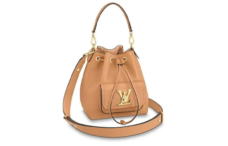 LOUIS VUITTON Grain Calfskin Bucket Bag, Handbag, Shoulder Bag, Crossbody Bag Women's Beige
