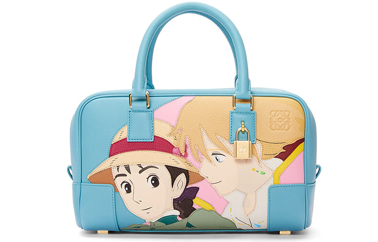 LOEWE Loewe x Howl's Moving Castle Amazona 23 Classic Anagram Engraved Padlock Detachable Adjustable Shoulder Strap Cow Leather One-Shoulder Crossbody Handbag Women's Blue