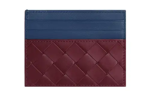 Bottega Veneta Calfskin Card Holder Card Holder Men's Barolo Burgundy/Ocean Blue