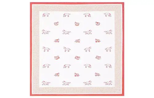HERMES Knit Scarves Women's Red/White