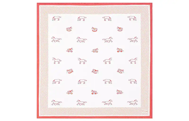 HERMES Knit Scarves Women's Red/White