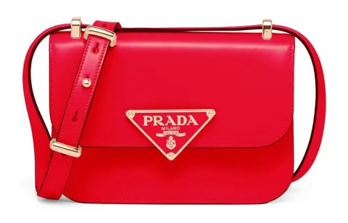 PRADA Leather Crossbody Bag, Shoulder Bag Women's Red