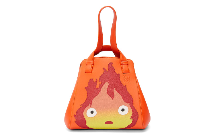 LOEWE Loewe x Howl's Moving Castle Hammock Detachable Adjustable Shoulder Strap with Hook Closure Satin Calf Leather Shoulder Crossbody Tote Women's Orange