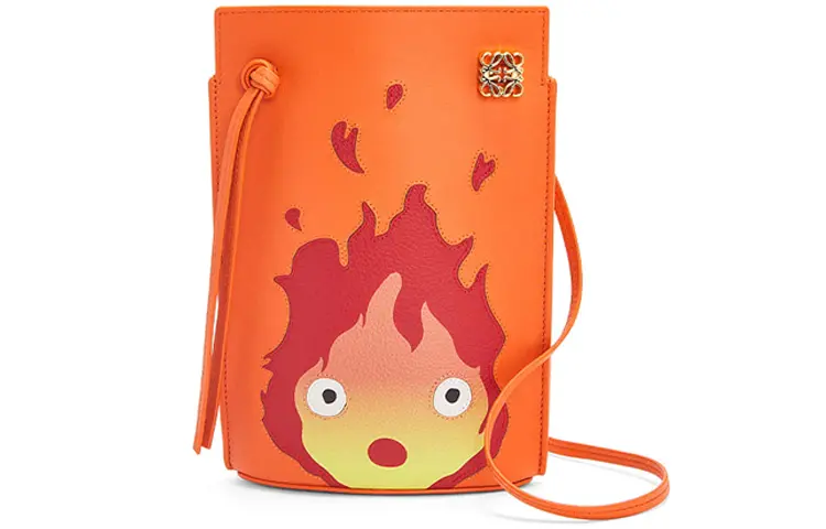LOEWE Ha's Mobile Castle Classic Cow Leather Shoulder Bag, Crossbody Bag Women's Orange