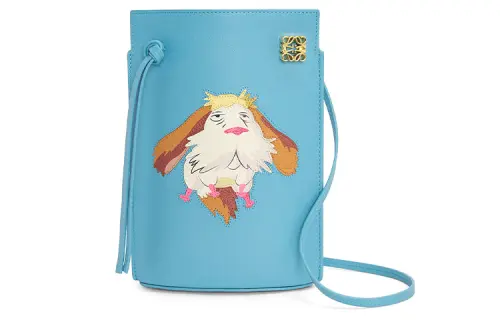 LOEWE Ha's Mobile Castle Cow Leather Crossbody Bag, Shoulder Bag Women's Light Blue