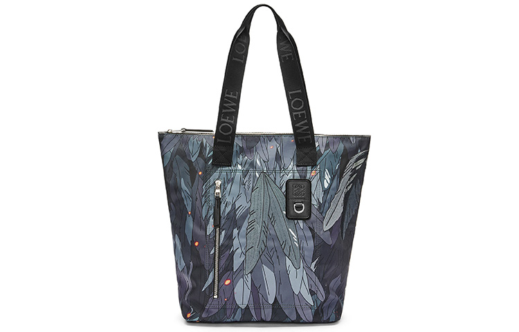 LOEWE Loewe Loewe x Howl's Moving Castle Anagram embossed patch pattern printed tote bag Tote bag shopping bag nylon hand shoulder bag men's black