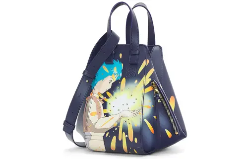 LOEWE Ha's Mobile Castle Hammock Satin Cow Leather Shoulder Bag, Crossbody Bag, Handbag Small Women's Sea Blue