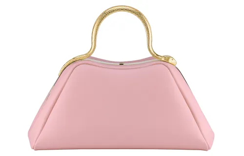BVLGARI Serpentine Calfskin Shoulder Bag, Crossbody Bag, Handbag Small Women's Pink