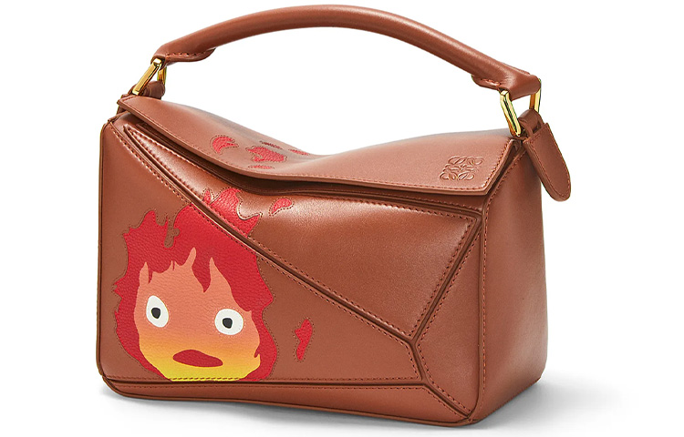 LOEWE Castle, brainteaser, removable foldable straps with zipper, leather small one-shoulder bag, women's style