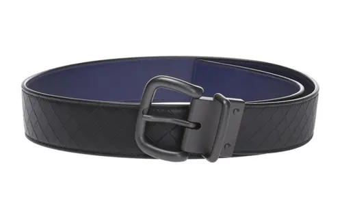 Bottega Veneta Sheepskin Leather Belts Men's Black/Blue Width 3.5cm