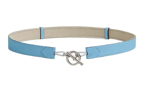 HERMES Leather Canvas Leather Belts Women's Width 2.4cm