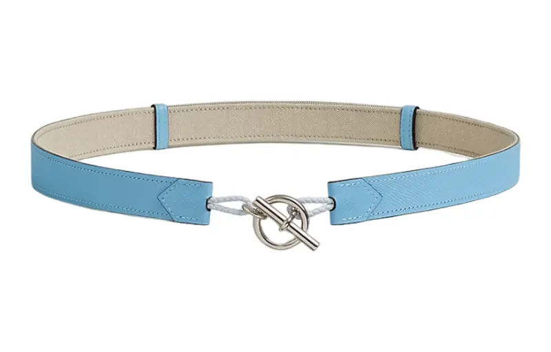 HERMES Leather Canvas Leather Belts Women's Width 2.4cm