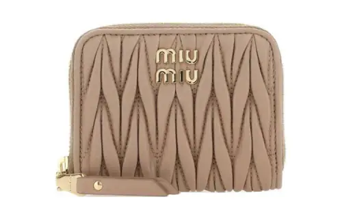 MIU MIU Napa Lambskin Coin Purse Wallet Women's Cameo Brown