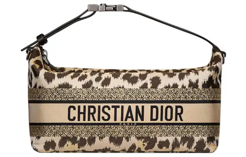 DIOR DiorTravel Leather Portable One Shoulder Clutch Medium Women's Beige Multicolor