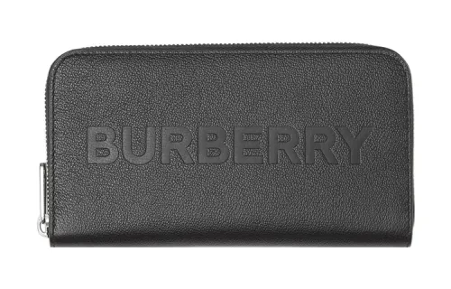 Burberry Zip Closure Leather Wallet Men's Black