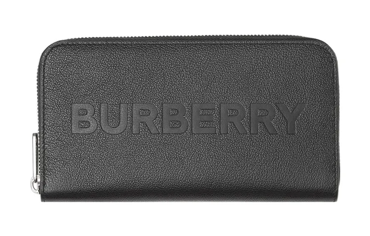 Burberry Zip Closure Leather Wallet Men's Black