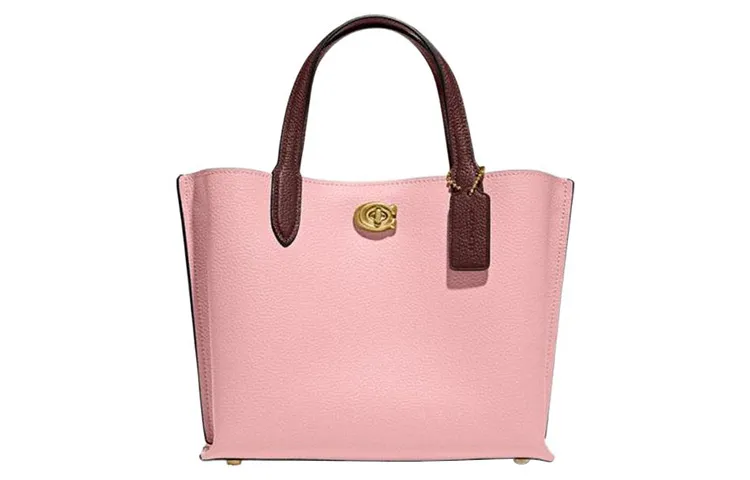 COACH Willow Polished Pebbled Leather One Shoulder Handbag Medium Women's Pink