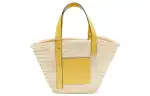 LOEWE Hal's Mobile Castle, Collaboration Basket Palm Leaf With Cow Leather Handbag Women's Peach Charm Yellow