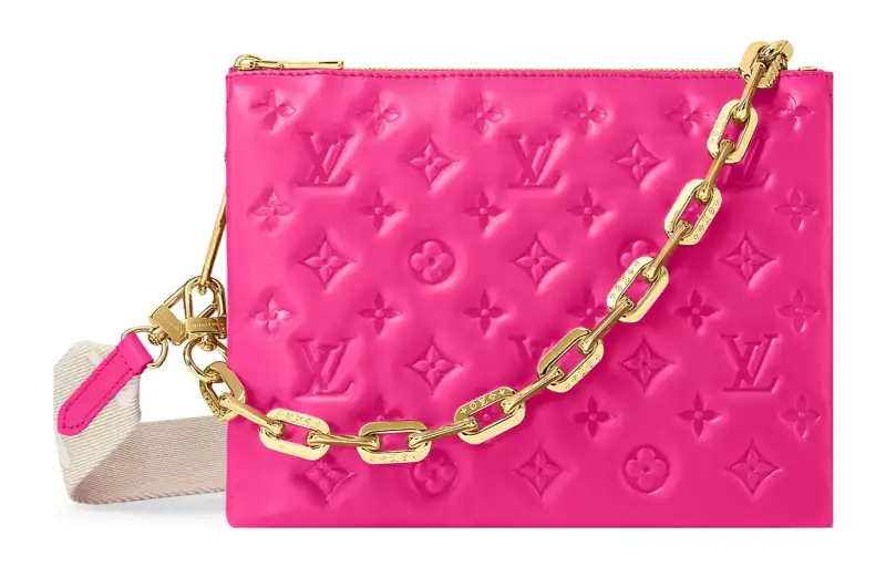 LOUIS VUITTON Coussin Lambskin Crossbody Bag, Shoulder Bag Women's Miami Rose Pink Red