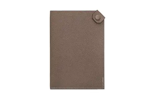 HERMES Tarmac Cow Leather, Leather Passport Holder Unisex 18 Etoupe Elephant Gray