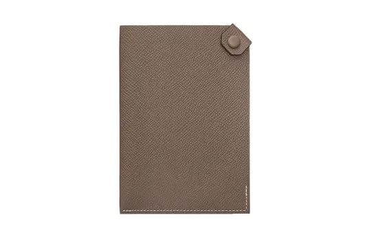 HERMES Tarmac Cow Leather, Leather Passport Holder Unisex 18 Etoupe Elephant Gray