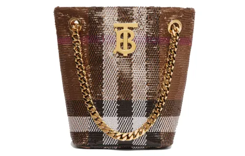Burberry Lola Sequin Bucket Bag 'Dark Birch Brown'