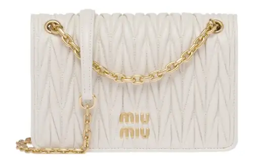 MIU MIU Matelassé Soft Sheepskin Crossbody Bag, Shoulder Bag Mini Women's White