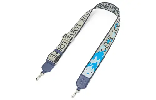 LOEWE Hal's Mobile Castle, Collaboration Embossed Jacquard Fabric With Cow Leather Bag Straps Women's Sea Blue