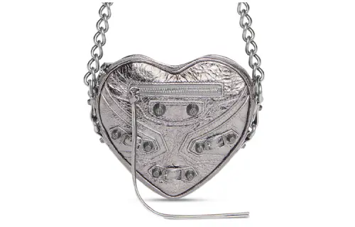 Balenciaga Le Cagole Heart Mini Metallized Bag Silver